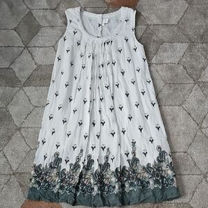 Yo Baby White and Green Sleeveless Dress